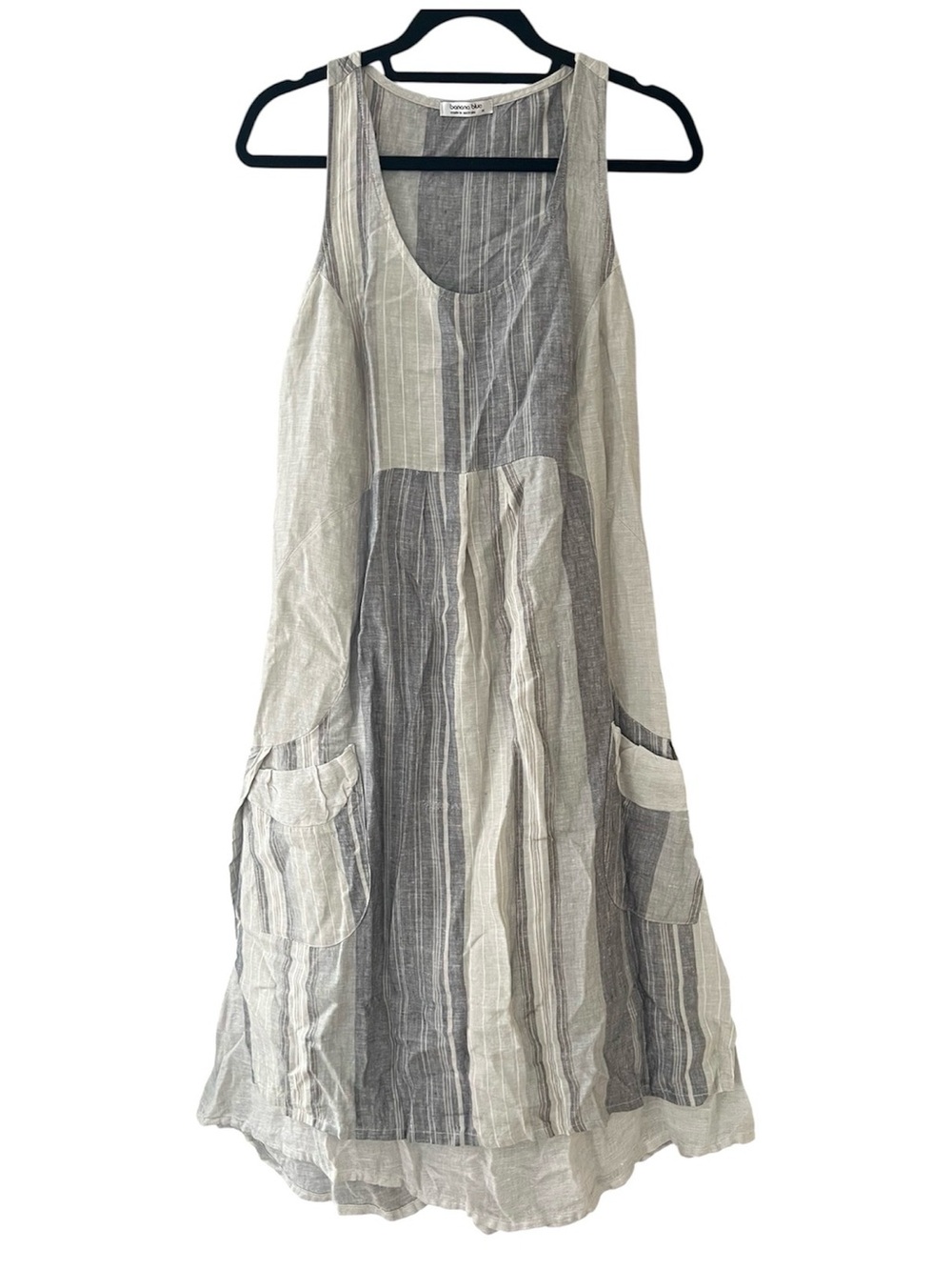 Banana Blue 100% Linen Striped Dress Size Medium